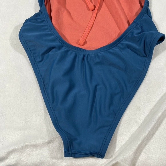 NEW Nike‎ [ 6 ] Cross Tie Back One Piece Swimsuit in Blue /Coral - Picture 11 of 12